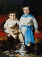 Картина "portret dzieci - julian i jan dobrzańscy" художника "вычулковский леон ян"