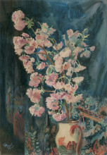 Картина "flowers in a jug on a background of tailored fabric" художника "вычулковский леон ян"