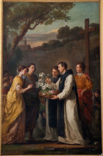 Репродукция картины "saint theobald offering an eleven branched lilium to saint louis and marguerite of provence" художника "вьен жозеф-мари"