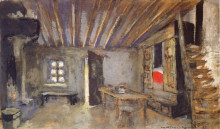 Копия картины "studio interior, model for the scenery of la lepreuse" художника "вюйар эдуар"