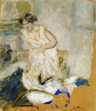 Репродукция картины "study of a woman in a petticoat" художника "вюйар эдуар"