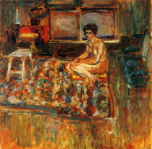Картина "nude on an orange rug" художника "вюйар эдуар"