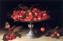 Копия картины "cherries in a silver compote" художника "галиция феде"