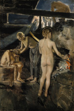 Репродукция картины "in the sauna" художника "галлен-каллела аксели"