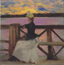 Копия картины "marie gall&#233;n at the kuhmoniemi-bridge" художника "галлен-каллела аксели"
