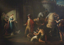 Картина "king edgar&#39;s first interview with queen elfrida (aelfryth)" художника "гамильтон уильям"