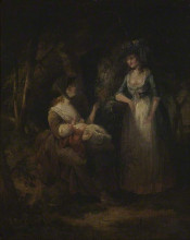 Репродукция картины "two women with a baby conversing in a wood" художника "гамильтон уильям"