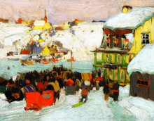 Репродукция картины "horse races in winter" художника "ганьон кларенс"