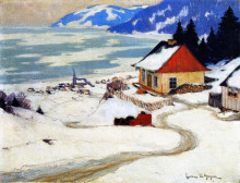 Копия картины "the red sleigh" художника "ганьон кларенс"