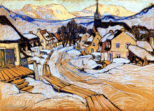 Копия картины "laurentian village" художника "ганьон кларенс"