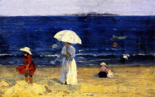 Копия картины "the beach at dinard" художника "ганьон кларенс"