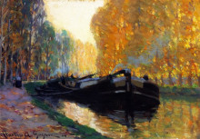 Репродукция картины "canal boat" художника "ганьон кларенс"