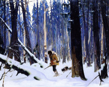 Копия картины "trapper in the woods" художника "ганьон кларенс"