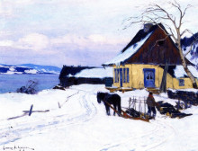 Копия картины "the farm on the hill" художника "ганьон кларенс"