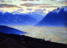 Репродукция картины "daybreak, lake geneva" художника "ганьон кларенс"