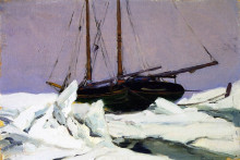 Репродукция картины "schooner in the ice pack (study)" художника "ганьон кларенс"