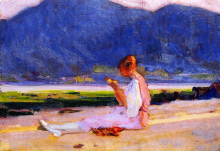 Картина "the painter&#39;s young wife, baie-saint-paul" художника "ганьон кларенс"