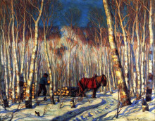 Репродукция картины "march in the birch woods" художника "ганьон кларенс"