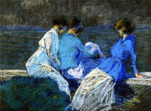 Копия картины "lucille rodier gagnon, olive and edna pretty at sainte-p&#233;tronille, &#206;le d&#39;orl&#233;ans" художника "ганьон кларенс"