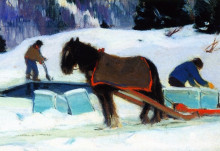 Репродукция картины "ice cutting, bair-saint-paul" художника "ганьон кларенс"
