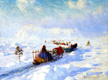 Копия картины "the ice bridge, quebec" художника "ганьон кларенс"