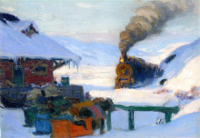Репродукция картины "the train, baie-saint-paul" художника "ганьон кларенс"