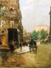 Картина "paris street scene" художника "гассам чайльд"