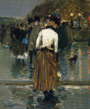 Репродукция картины "promenade at sunset, paris" художника "гассам чайльд"