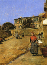 Репродукция картины "street scene, montmartre" художника "гассам чайльд"