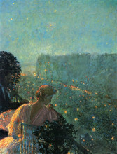 Картина "summer evening, paris" художника "гассам чайльд"