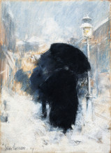 Копия картины "a new york blizzard" художника "гассам чайльд"