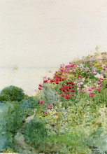 Репродукция картины "field of poppies, isles of shaos, appledore" художника "гассам чайльд"