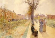 Копия картины "boston common" художника "гассам чайльд"