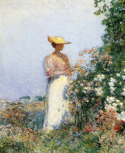 Картина "lady in flower garden" художника "гассам чайльд"