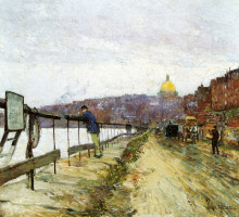 Картина "charles river and beacon hill" художника "гассам чайльд"