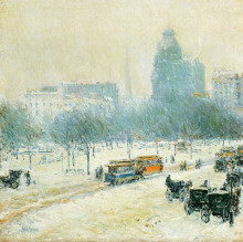 Копия картины "winter in union square" художника "гассам чайльд"