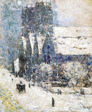 Копия картины "calvary church in the snow" художника "гассам чайльд"