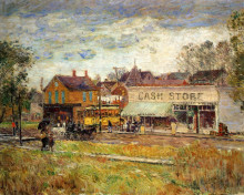 Картина "end of the trolley line, oak park, illinois" художника "гассам чайльд"