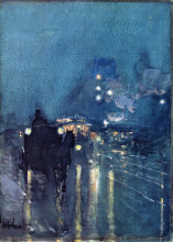 Картина "nocturne, railway crossing, chicago" художника "гассам чайльд"