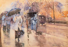 Копия картины "rainy day on fifth avenue" художника "гассам чайльд"