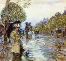 Картина "rainy day, paris" художника "гассам чайльд"