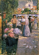 Копия картины "flower market" художника "гассам чайльд"