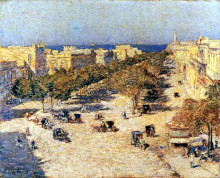 Картина "view of the paseo del prado" художника "гассам чайльд"