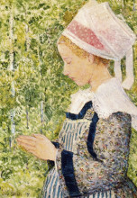 Картина "brittany peasant at the pardon" художника "гассам чайльд"