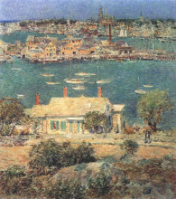 Копия картины "gloucester harbor" художника "гассам чайльд"