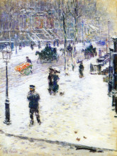 Копия картины "fifth avenue in winter" художника "гассам чайльд"