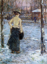Репродукция картины "winter, central park" художника "гассам чайльд"