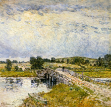 Копия картины "old lyme bridge" художника "гассам чайльд"