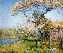 Репродукция картины "apple trees in bloom, old lyme" художника "гассам чайльд"