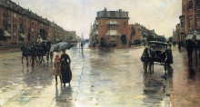 Копия картины "a rainy day in boston" художника "гассам чайльд"